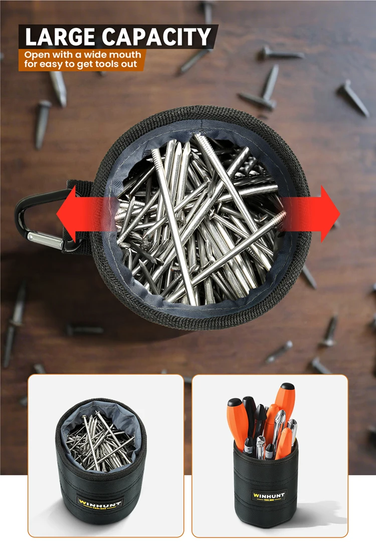 Robuste schwarze Werkzeuggürteltasche – multifunktionale Schrauben- und Nagelaufbewahrungstasche, verdickter, verschleißfester Organizer für Reparaturen zu Hause – Detail 5