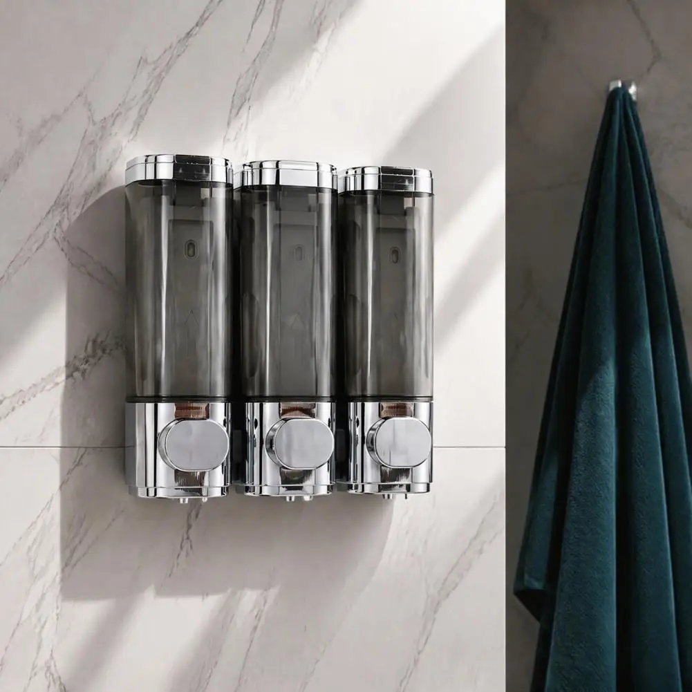 Shampoo and Conditioner Dispenser, 3 Chamber Wall Mount Soap Dispenser, Lockable Large Capacity Shower Liquid Dispenser for Home