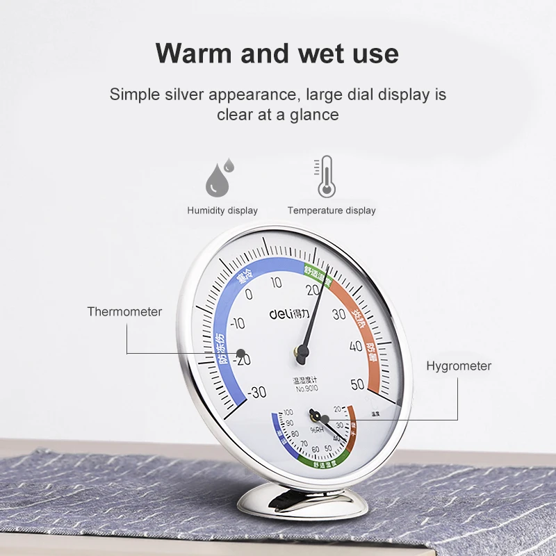 2 In 1 Thermohygrometer Pointer Thermometer Hygrometer Indoor Outdoor Wall-mounted Desktop Temperature Humidity Meter Household