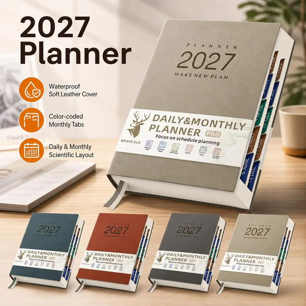 2027 Daily Ring Binder Planner 400 Pages Habit Tracker Monthly Daily Time Log Notebook Time Management Self Discipline Journal