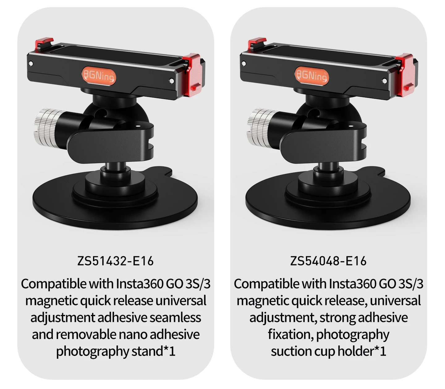 Verstellbare Kugelkopf-Kamerahalterung mit Klebe- und Saugnapfbefestigung für Motorrad und Auto, geeignet für Insta360 GO Ultra X5 X6 Ace Pro2 mit Magnetfuß – Detail 31
