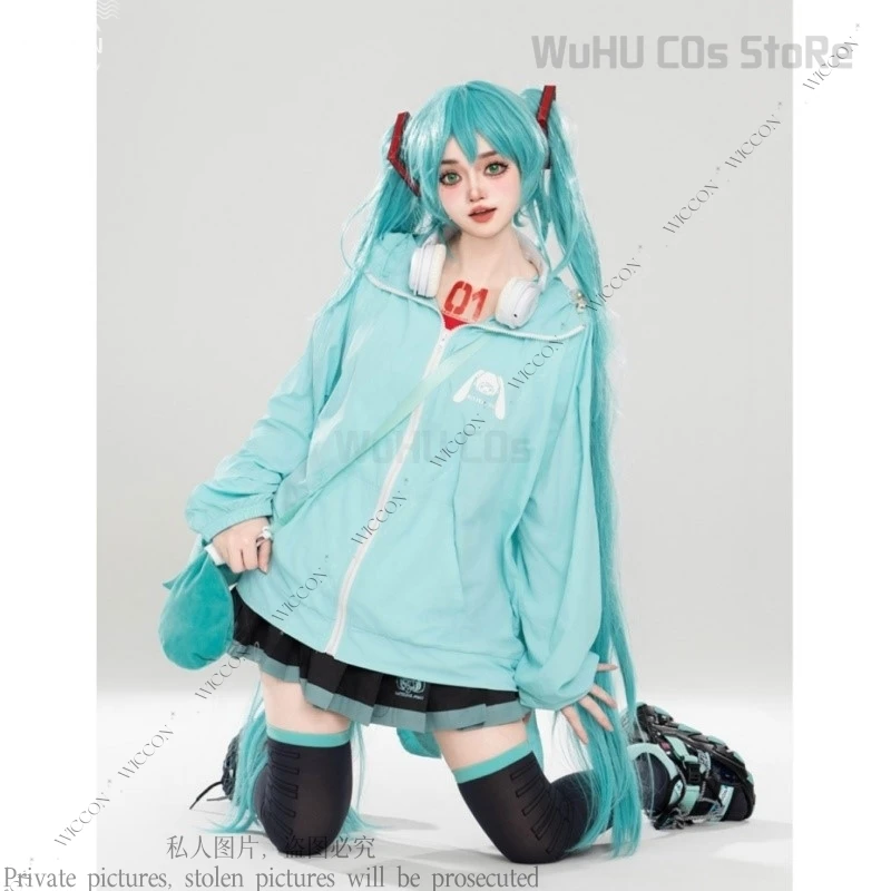 Sun-proof Clothing Coat Bag Mikkuo Fanart Blue Mikuku Summer Detachable Rabbit Ears Hooded Coat Cute Woman Party Daily Outfit