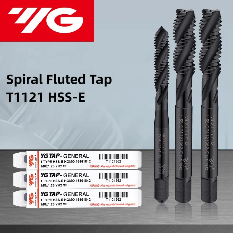 1PCS South Korea YG HSSE INOX Metric Spiral Fluted Tap M2M3M4M5M6M8M10M12-M36 Machine Screw Thread Taps For Blind Hole Tapping