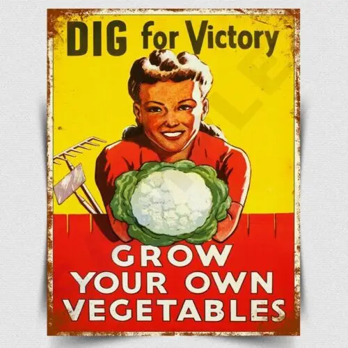 SIGN METAL PLAQUE Dig your own Grown Vegetables WW2 WAR poster art print picture