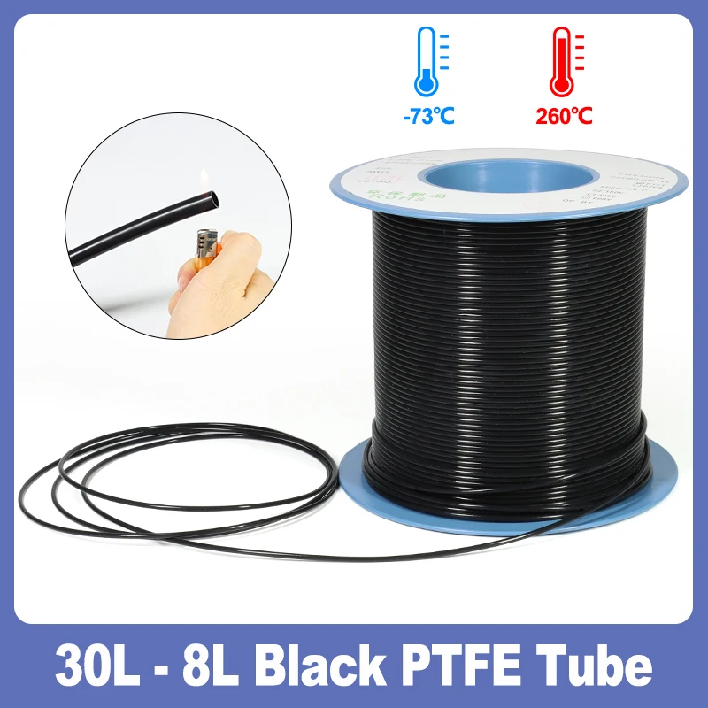 

1m ~ 100m Black PTFE Tube ID 0.30mm ~ 3.38mm F46 Insulated Temperature Corrosion Resistant Capillary Heat Protector 2.5KV 150V