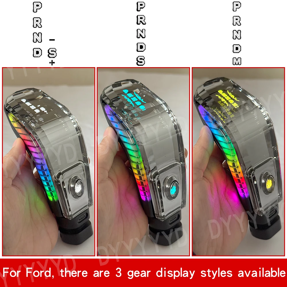 RGB LED Crystal Gear Shift Knob 7Color USB Shifter For Ford Focus Mondeo Edge Fiesta Kuga S-MAX CarInterior Modified Accessories