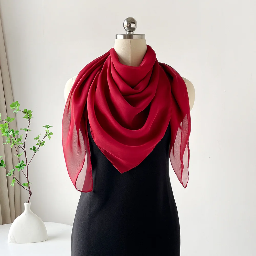 

Monochrome square scarf versatile summer scarf square scarf high-end chiffon scarf neck shawl decorative headscarf