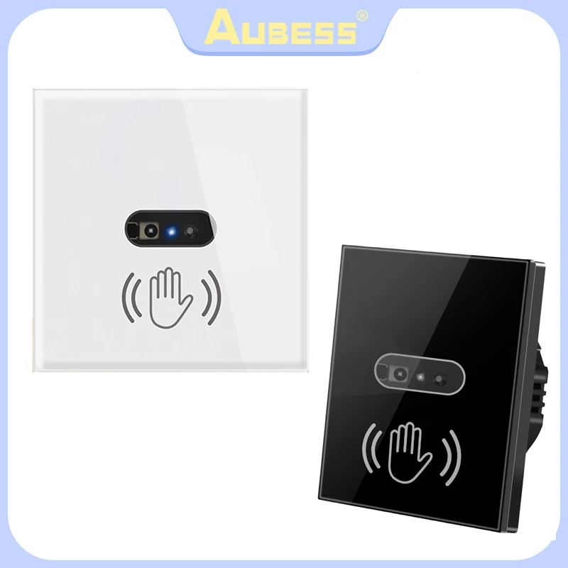 Aubess Smart Sensor Light Switch 220V Smart Home Automation Module Infrared Induction Wall Switch 10A Glass Panel No Touch Need