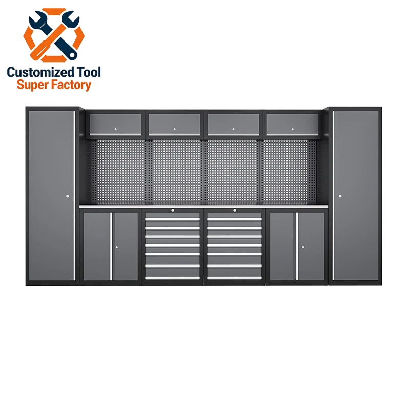 Multi-Functional Steel Tool Cabinet with Modular Workbench System