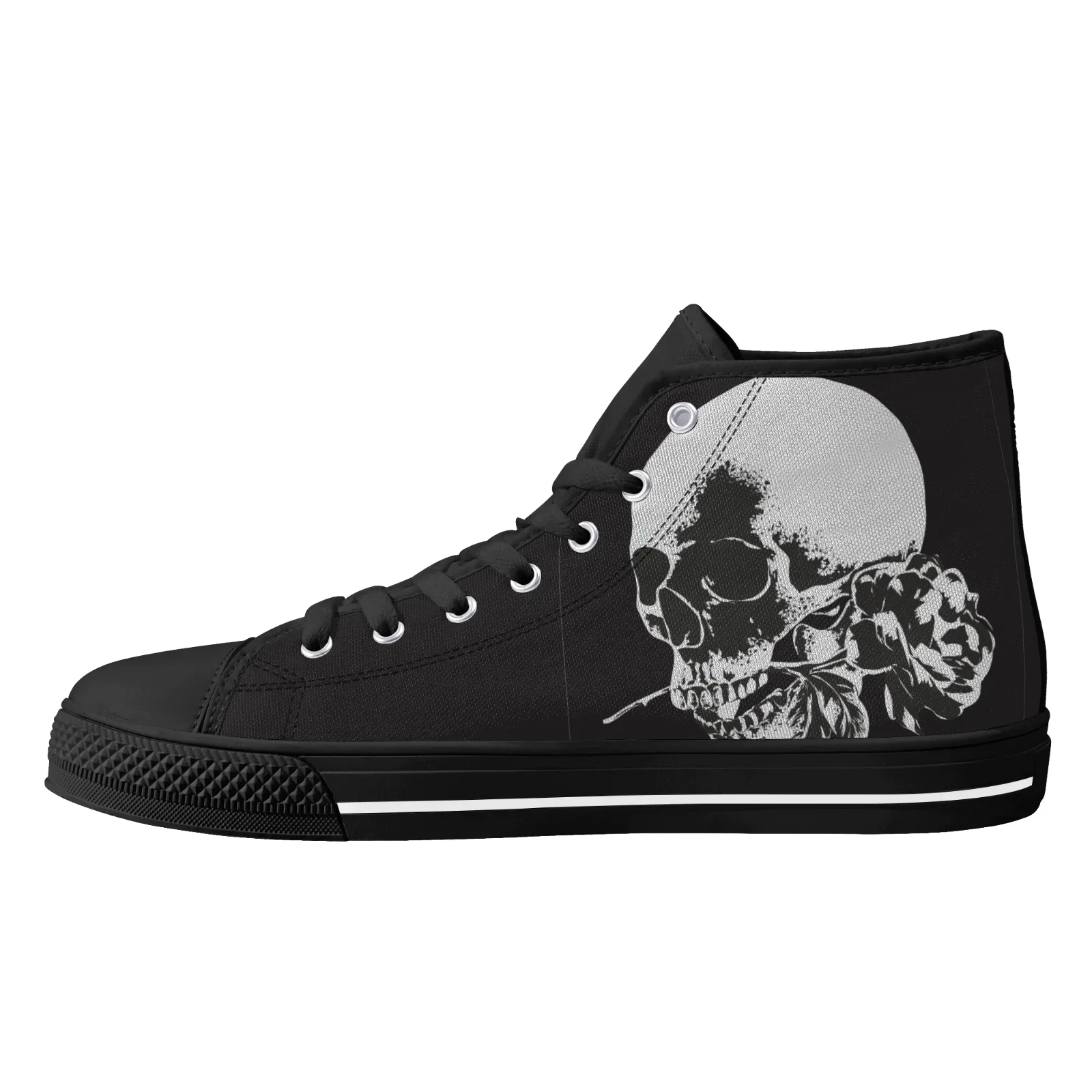 "Skull Rose" classic high-top canvas shoes vulcanized shoes men's high-necked casual shoes Men's sneakers Girl's sneakers view 4