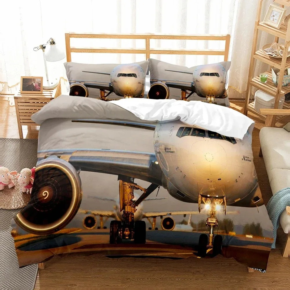 3D Bed Linen Airplane Blue Sky Printed Queen Size Bedding For Boys Kids Aircraft Duvet Cover Set Planes Home Textile De Bedding