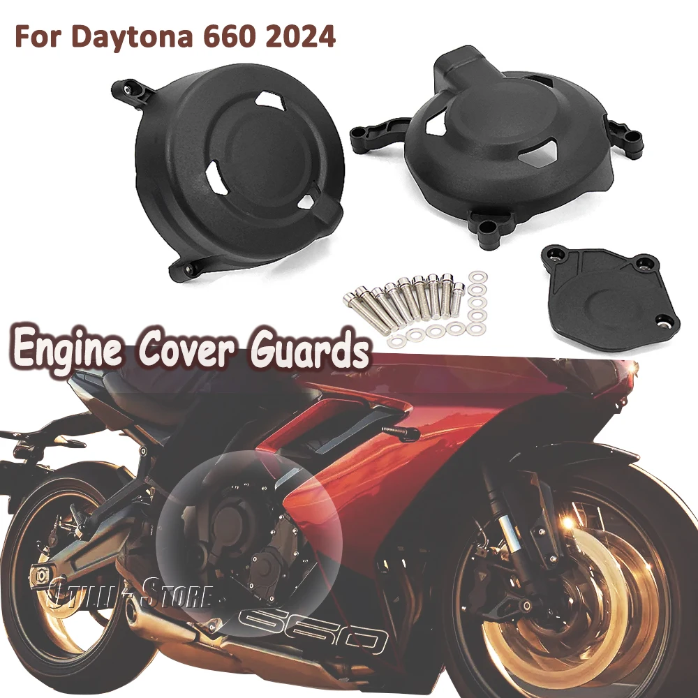 

Motorcycle New Engine Cover Set Accessories Black Protection Cover Engine Guard For Daytona 660 2024 Daytona660 DAYTONA 660