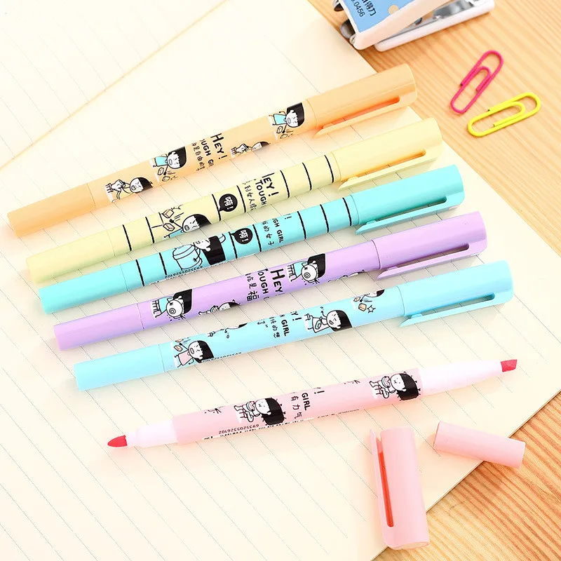 DL s610 double head fluorescent pen student key marker marker pen 6 color single branch Stationery office supplies for student