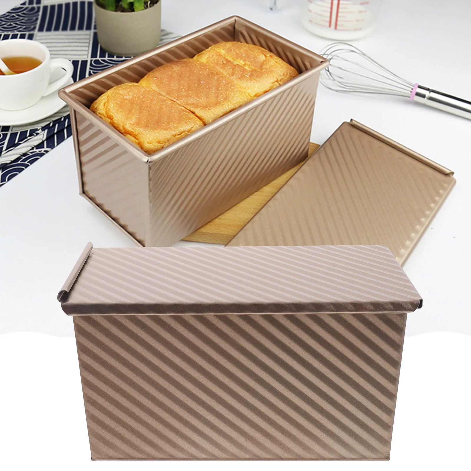 

Toast Mold Baking Pan with Lid Loaf Nonstick Bread Carbon Steel Sandwiches Pans