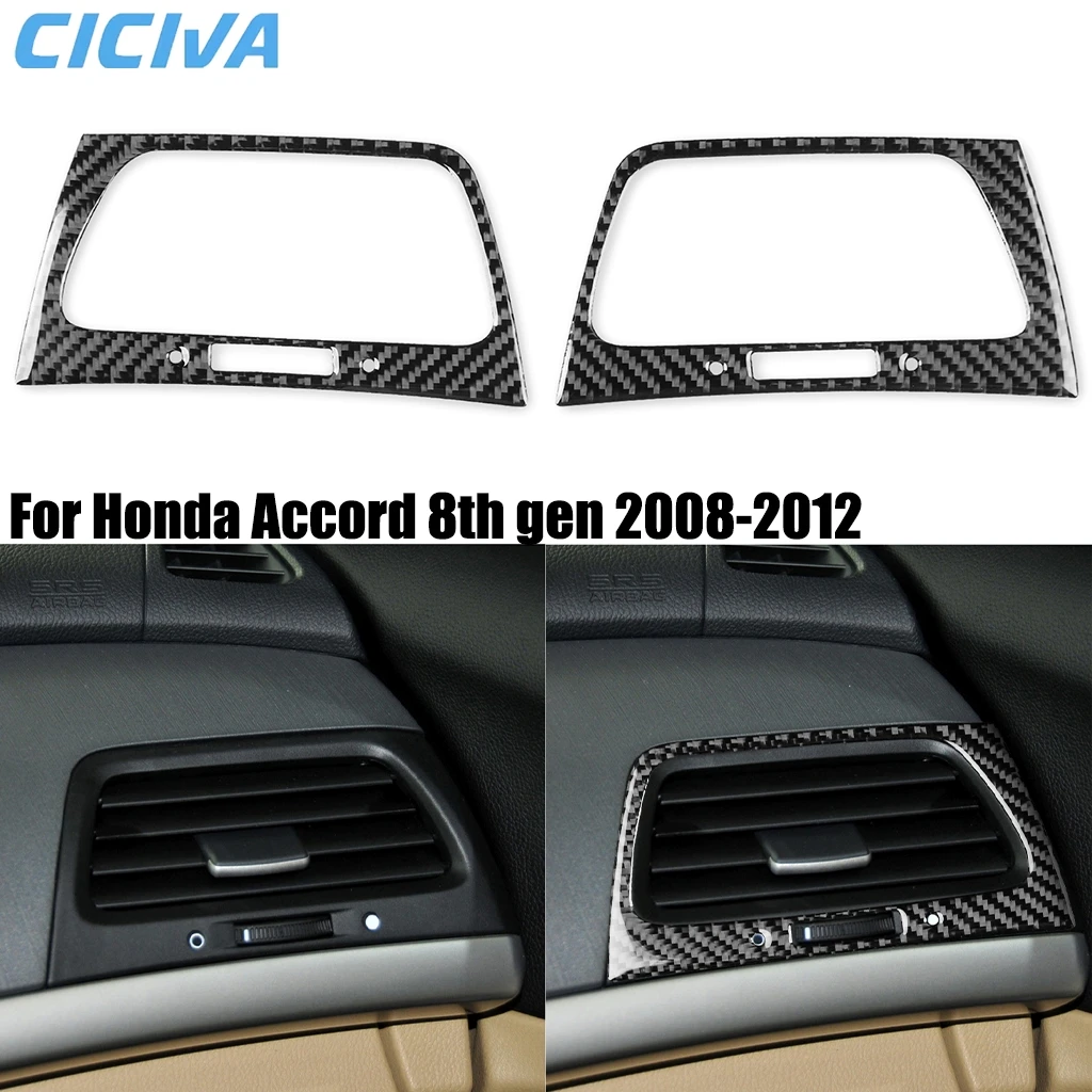 For Honda Accord 8th Gen 2008-2012 Carbon Fiber Dashboard Air Outlet Car Accessories Decorative Interior Cover Sticker Auto Trim