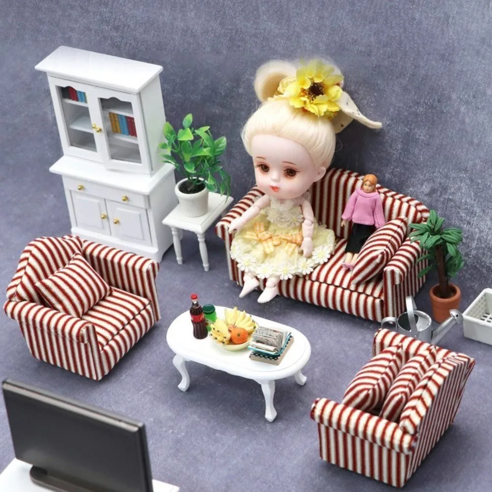 1/12 Dollhouse Pillows Model Miniature Furnitures Heart Flower Sofa Cushion Simulation Pillow Pretend Play Doll Accessories