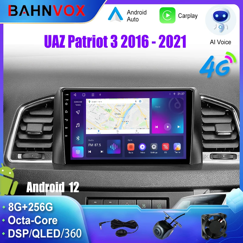 9'' Android 12.0 Car Radio for UAZ Patriot 3 2016 - 2021 GPS Navigation Multimedia Player Carplay Stereo Head Unit