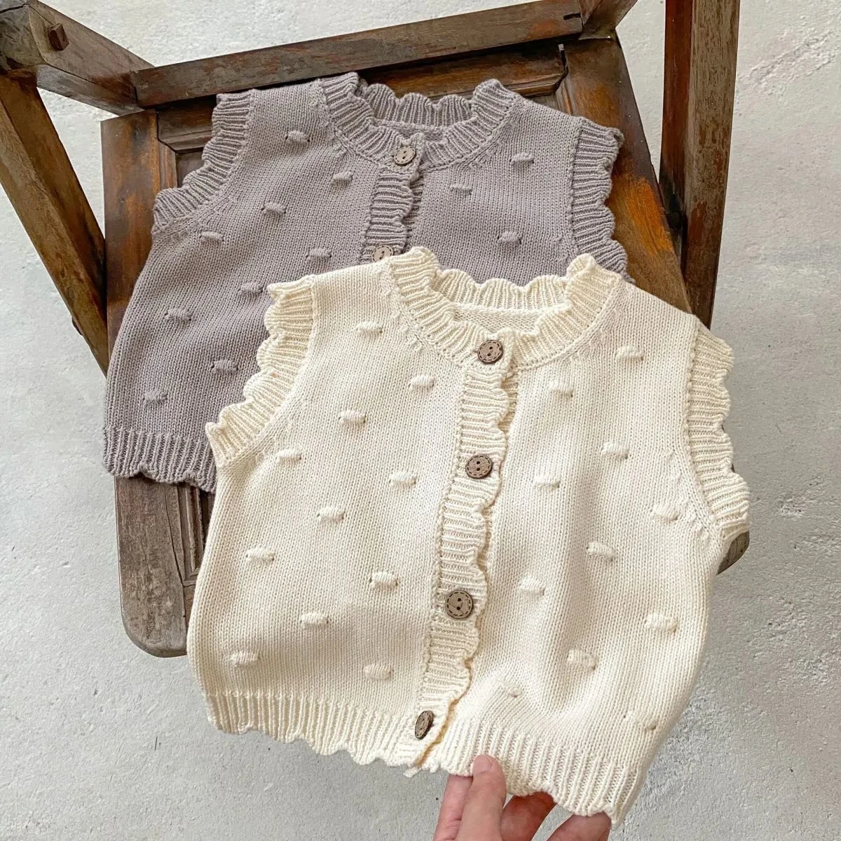 Spring Autumn Baby Pullover Waistcoat Jacket Girls Sleeveless Garment All-match Bow-embellished Children's Knitting Vest