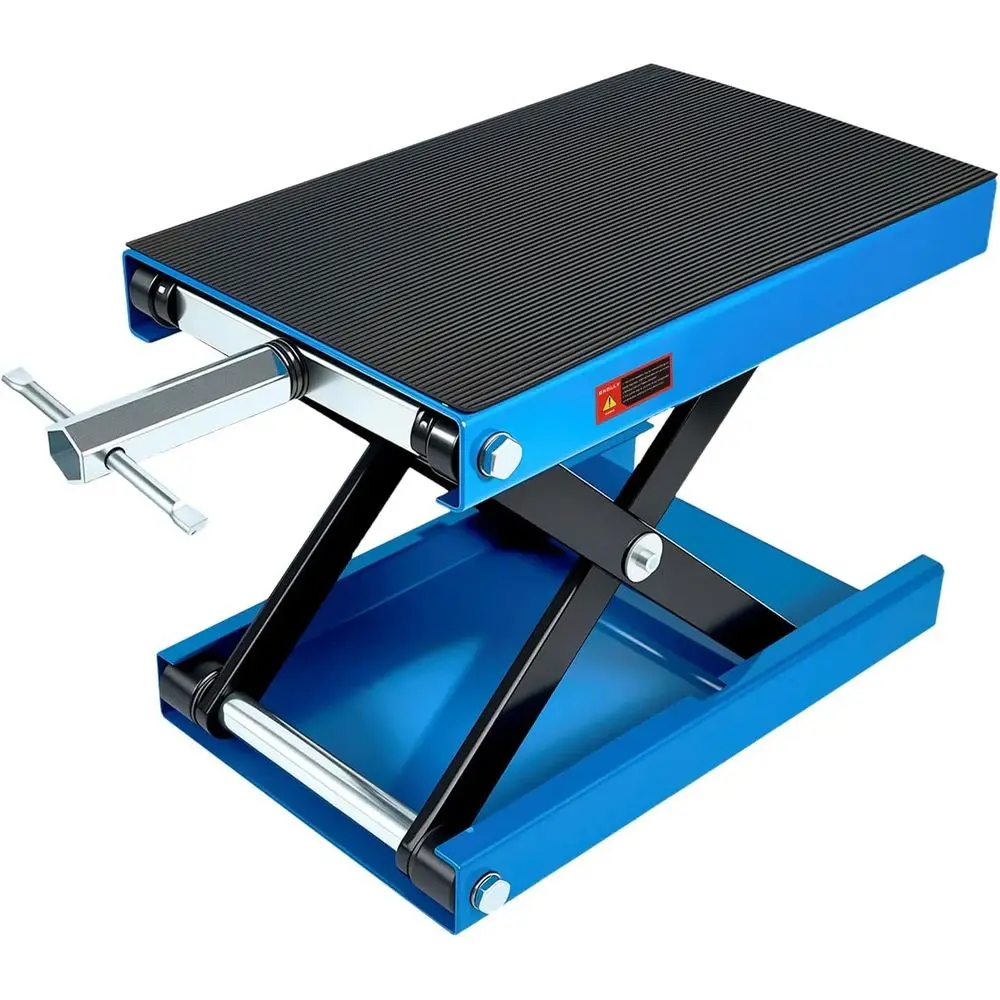 

1200 LB Capacity Scissor Jack with Wide Deck for Motorcycles, Bikes, ATVs - Garage Repair Stand, Blue