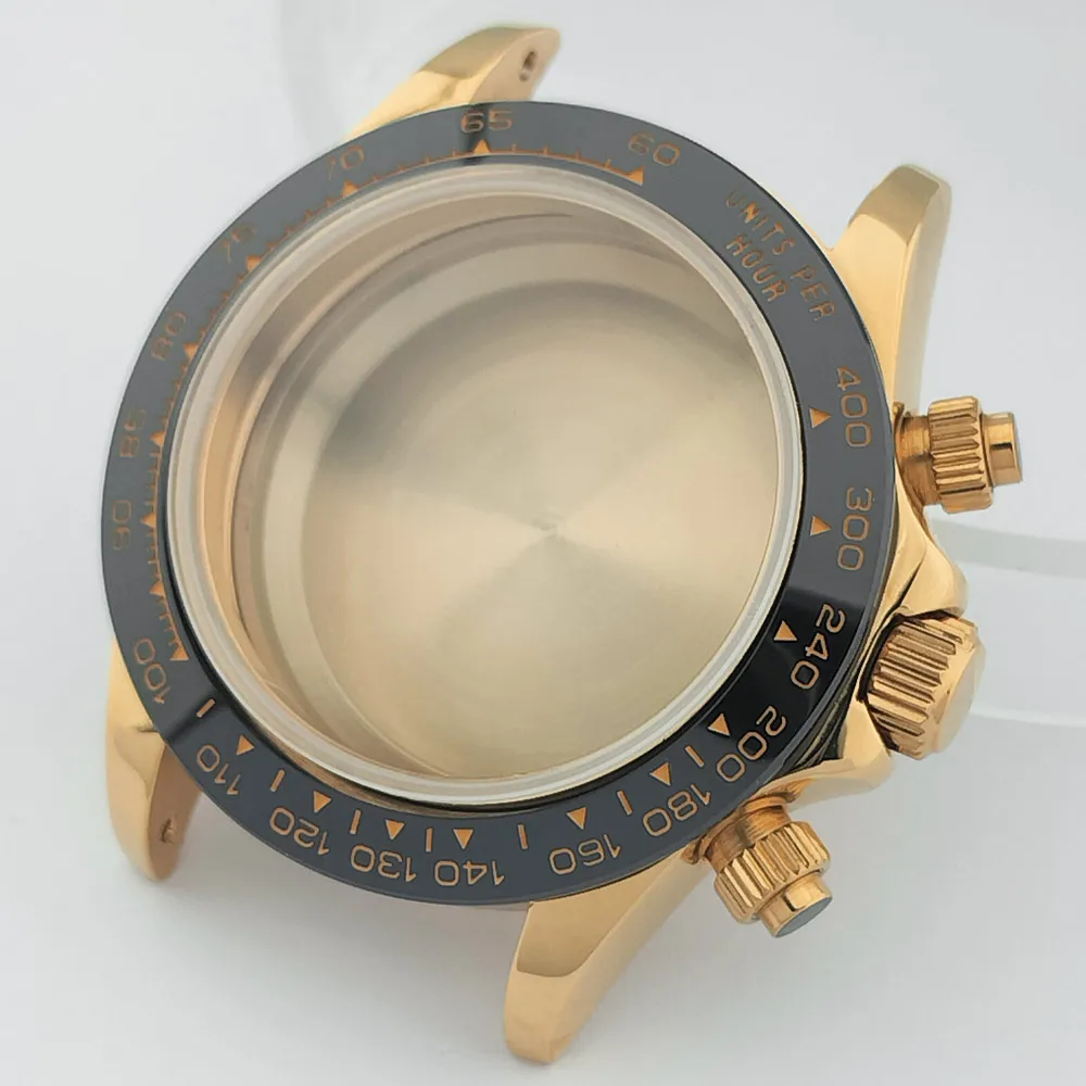 39-mm-Uhrenarmband aus Metall für Herren, passend für das VK63-Uhrwerk, mit Saphirglas, in den Farben Silber, Roségold und Schwarz, Uhrenzubehörteile. – Detail 23