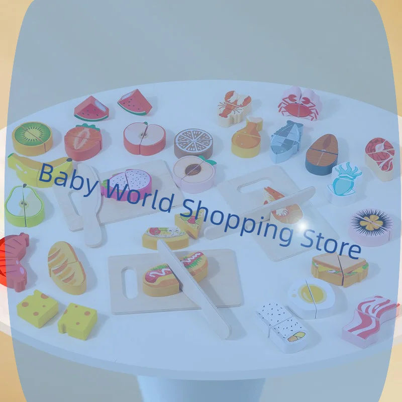 1 セットシミュレーション切断フルーツ食品ゲームプレイキッチンアクセサリーモンテッソーリ教育玩具子供のための木製ふりおもちゃ