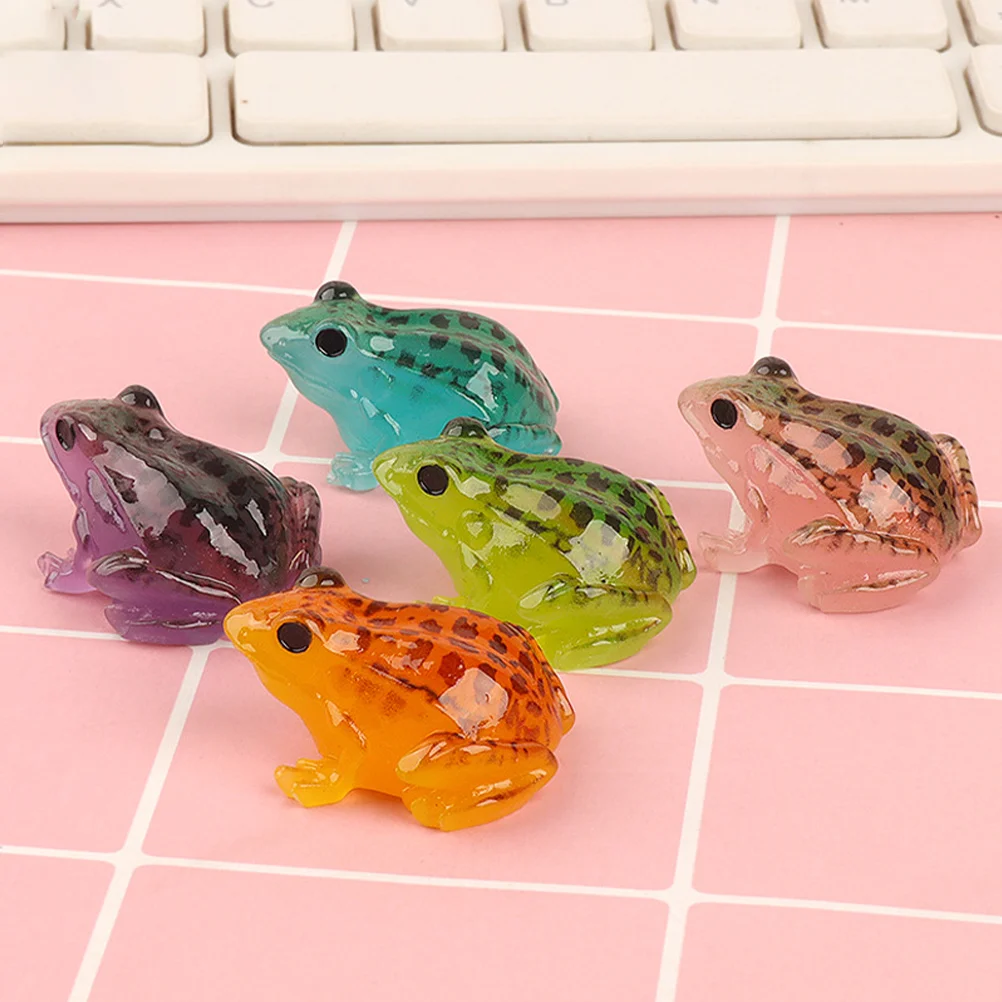 10 Pcs Micro Landscape Frog Statues for Home Mini House Decor Frogs Desk Figurines Resin Decorations