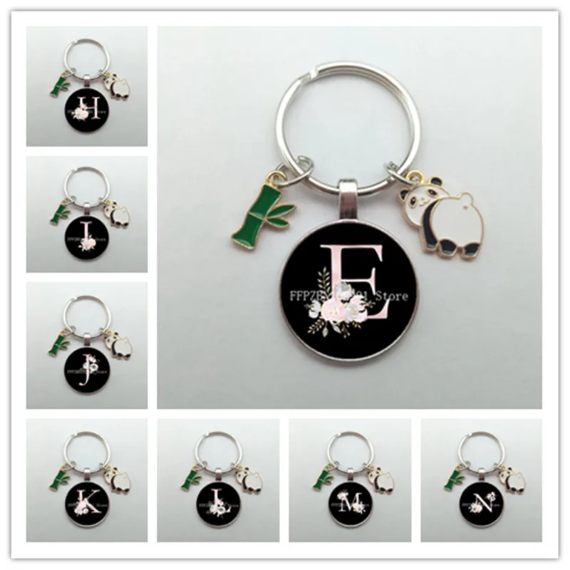 Llavero creativo de panda de dibujos animados, accesorio de joyería, regalo de bricolaje, animal, esmalte, panda, bambú, bolsa de coche