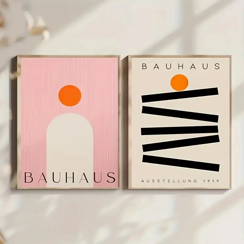 

2pcs Modern Bauhaus-style Canvas Art Prints, Retro and Simple Geometric Abstract Wall Decoration for Living Rooms, Homes Rooms