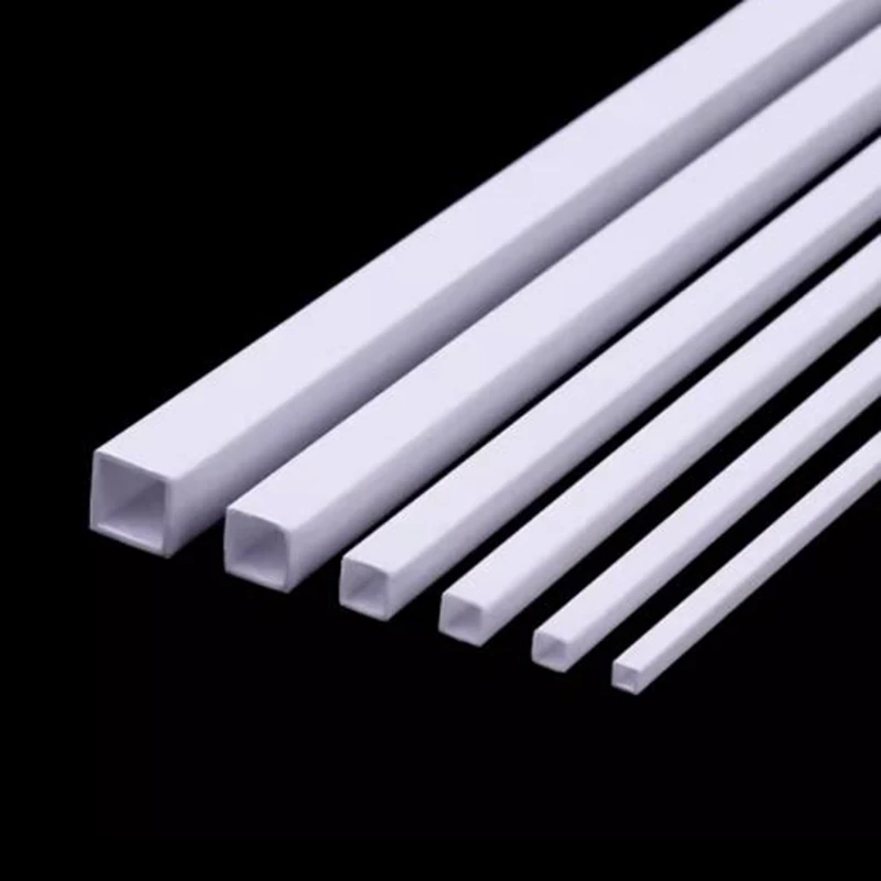 10Pcs ABS Plastic Square Tube Hollow Square Bar Rods Styrene Rod for DIY Sand Table Architectural Model Making
