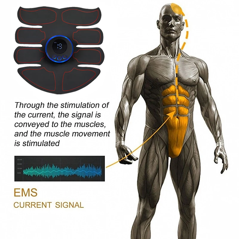 EMS Abdominal Muscle Stimulation Trainer Pulse Abdominal Muscle Training Hip Muscle Massager Home Gym Weight Loss Body Shaping