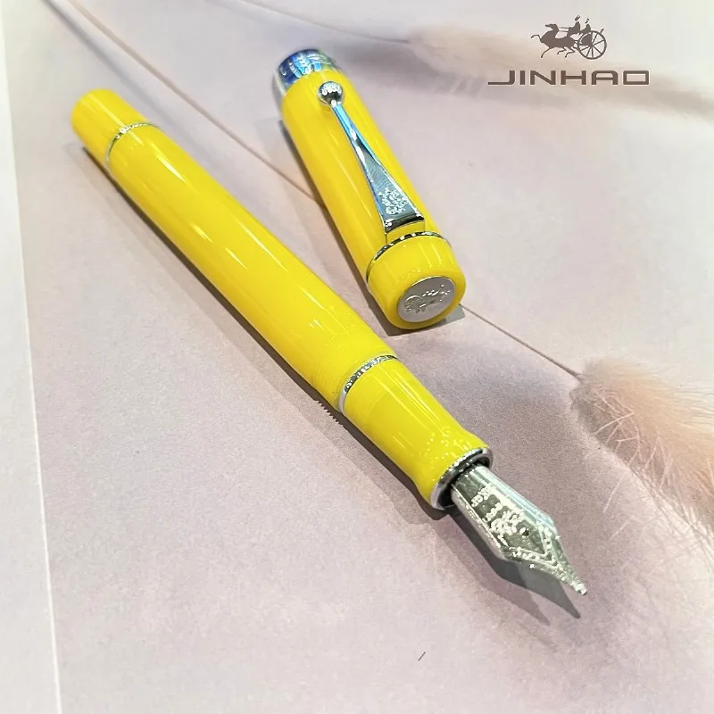 Jinhao 100 Acryl-Füllfederhalter aus Metall mit silbernem Kugelclip, klassischer, glatter Executive-Signaturstift, perfekt für die Sammlung – Detail 9