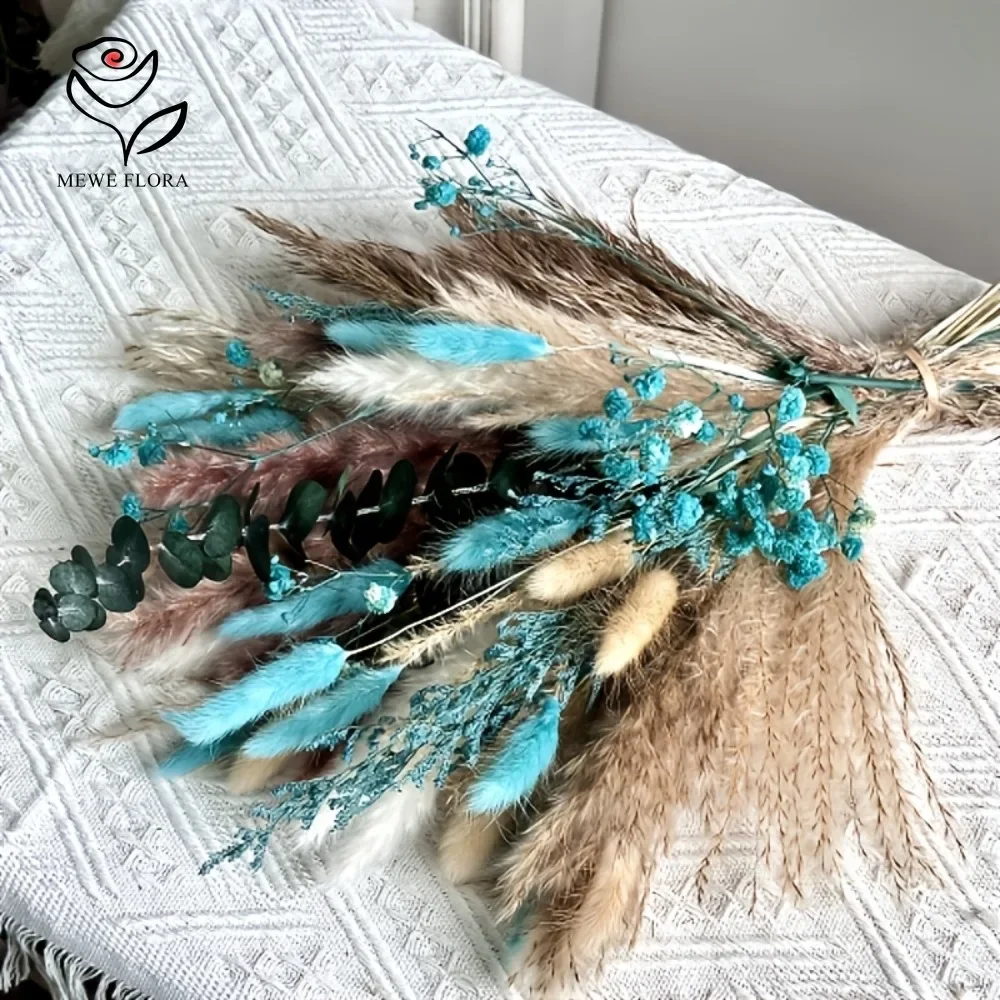 70 قطعة باقة الزهور المجففة الأزرق الأبيض رقيق Pampas القصب العشب الشمال المنزل زهرية ديكور الطفل التنفس Craft بها بنفسك تشكيلة زهور الحرفية