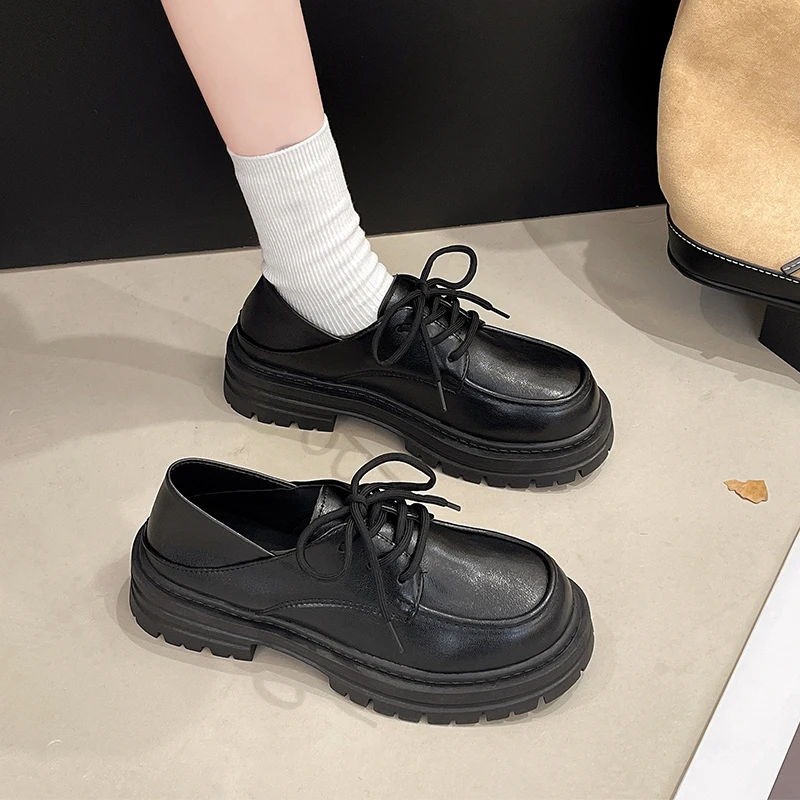 

Shoes Womens Sneakers Platform Roses Thick Sole 2025 Round Toe Spring Lace-Up Retro Shoes Women's Sneakers Summer 2025 Woman-sho