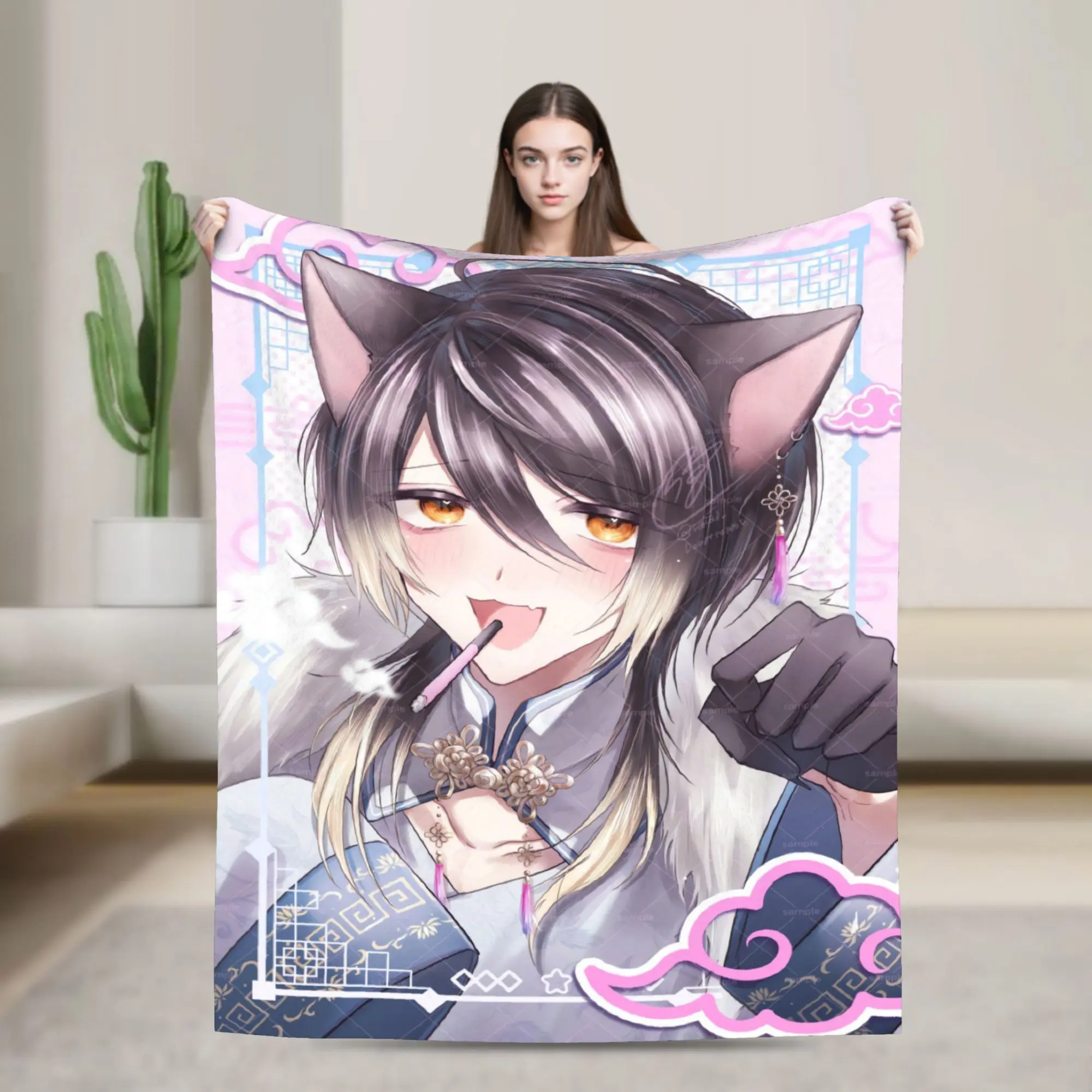 Anime K-Kasurich-H Flannel Blankets  Super Soft Throw Blanket for Outdoor Travel Novelty Bedspread Sofa Bed Cover
