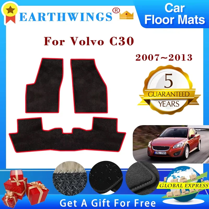 For Volvo C30 Parts 2007-2013 2008 2009 2010 Car Floor Mats Rugs Panel Footpads Carpets Cape Cover Foot Pads Auto Accessories