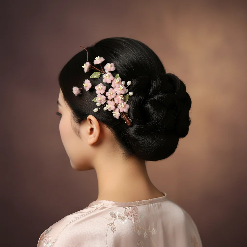 

Pink Plum-Blossom Vintage Hair Clip for Hanfu Qipao Traditional Costume