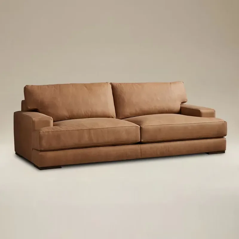 Customization Living Room Sofa Couch Solid Wood Furniture Leather Two Seat Sofa