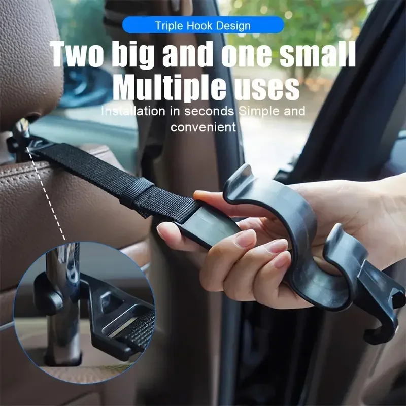 2Pcs Auto Rücksitz Haken Multifunktionale Hinten Kopfstütze Haken Halter Einstellbare Regenschirm Stamm Montieren Auto Innen Zubehör