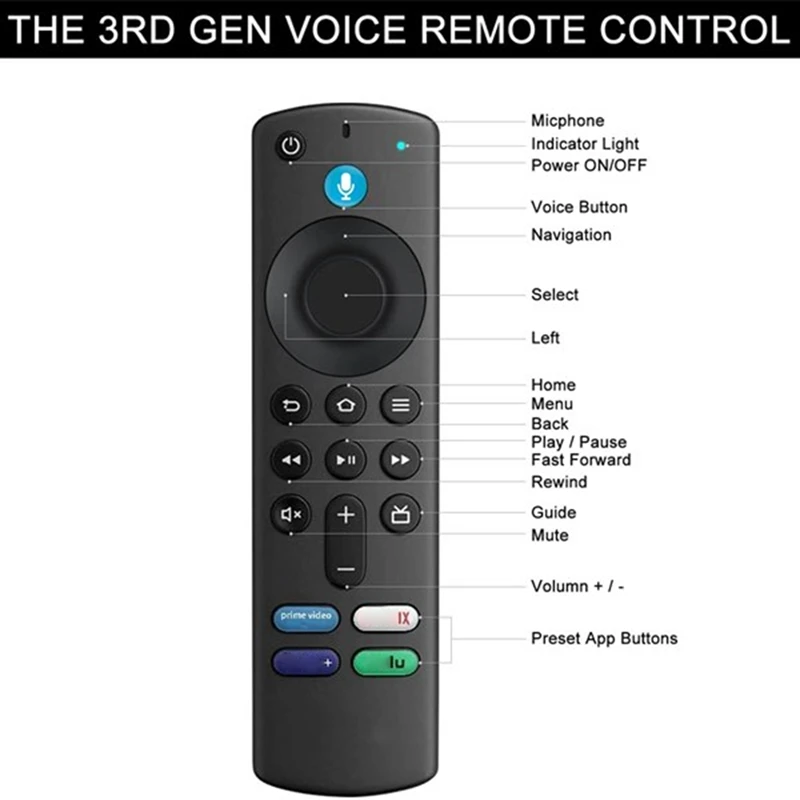 2 Piece L5B83G Voice Remote Control Control Black ABS For Amazon Fire TV Stick 3Nd Gen Fire TV Cube Fire TV Stick Lite 4K