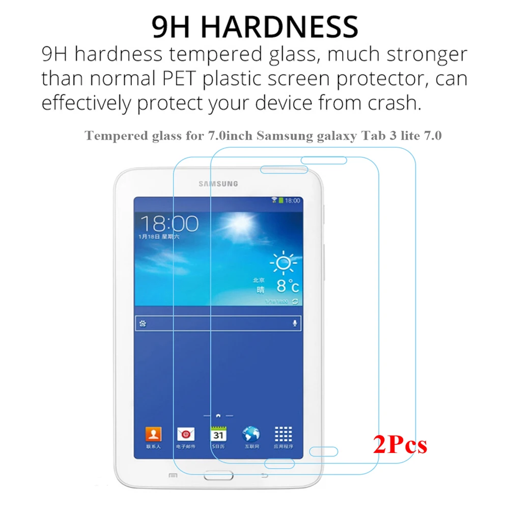 2Pcs/Pack Screen Protector for Samsung galaxy Tab 3 lite 7.0 Model SM-T110 T111 T113 HD 9H Tempered Glass for Samsung SM T110
