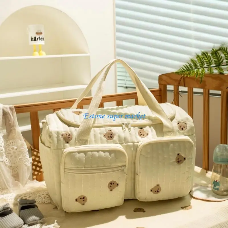 حقيبة حفاضات بوليستر خفيفة الوزن 090B قابلة للغسل مع مقصورات واسعة وجيب معزول لتربية مريحة #4