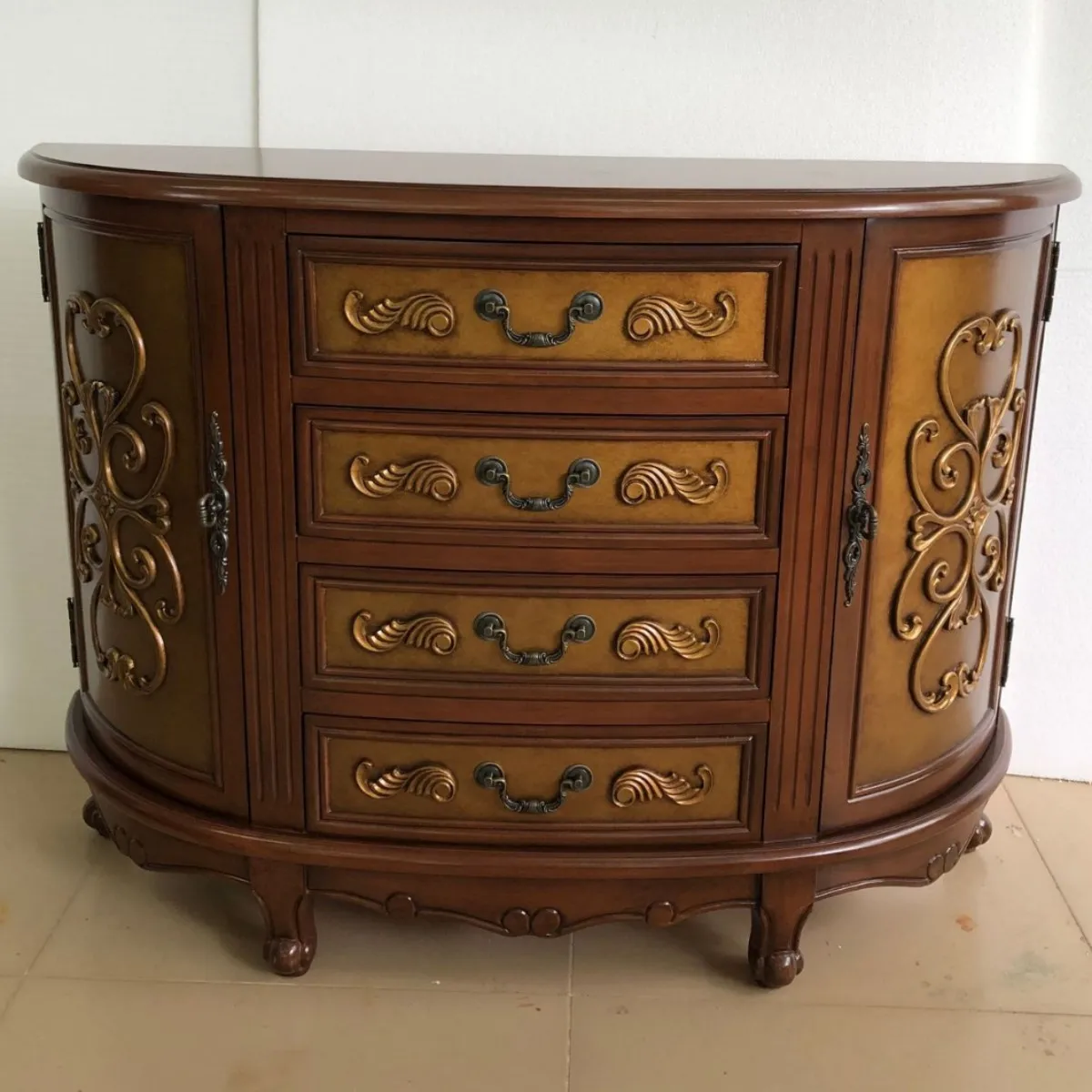 LTT 1.2 meters American chest cabinet semi-round entrance decorative cabinet European living room solid wood dining side cabinet