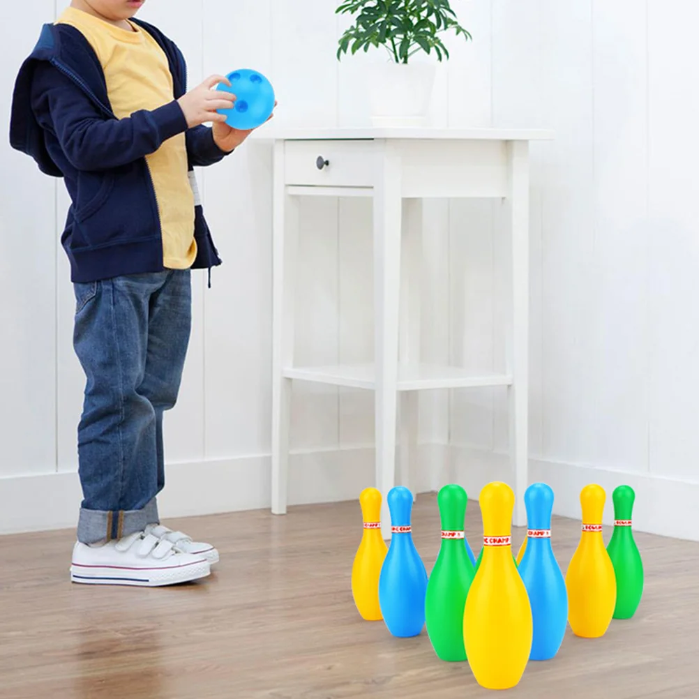 1 Set Kinder Bowling Spielzeug Kunststoff Gutterball Pädagogisches Lustige Bowling Ball Spielzeug für Kinder Kleinkinder (Gelegentliche Farbe)