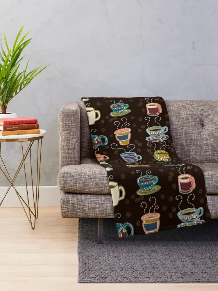 Vintage Coffee Cups Throw Blanket Luxury Designer Nap Shaggy Personalized Gift Blankets