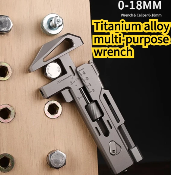 Titanium Alloy Multifunctional EDC Wrench Outdoor Portable Self-defense Combination Tool with Ratchet Screwdriver