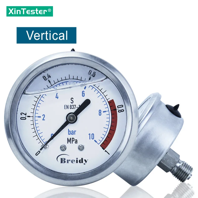 Xin Tester manometr 0-60mpa promieniowy/osiowy G1/4 G1/2 hydrauliczny olej wodny 304 manometr antywibracyjny ze stali nierdzewnej