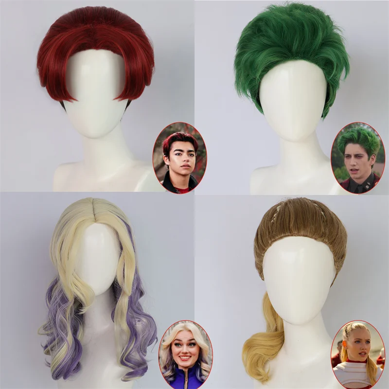 

Zombies 4: Dawn Of The Vampires Addison Zed Cosplay Wig Golden Purple Curly Hair Heat Resistant Synthetic Wigs Halloween Props