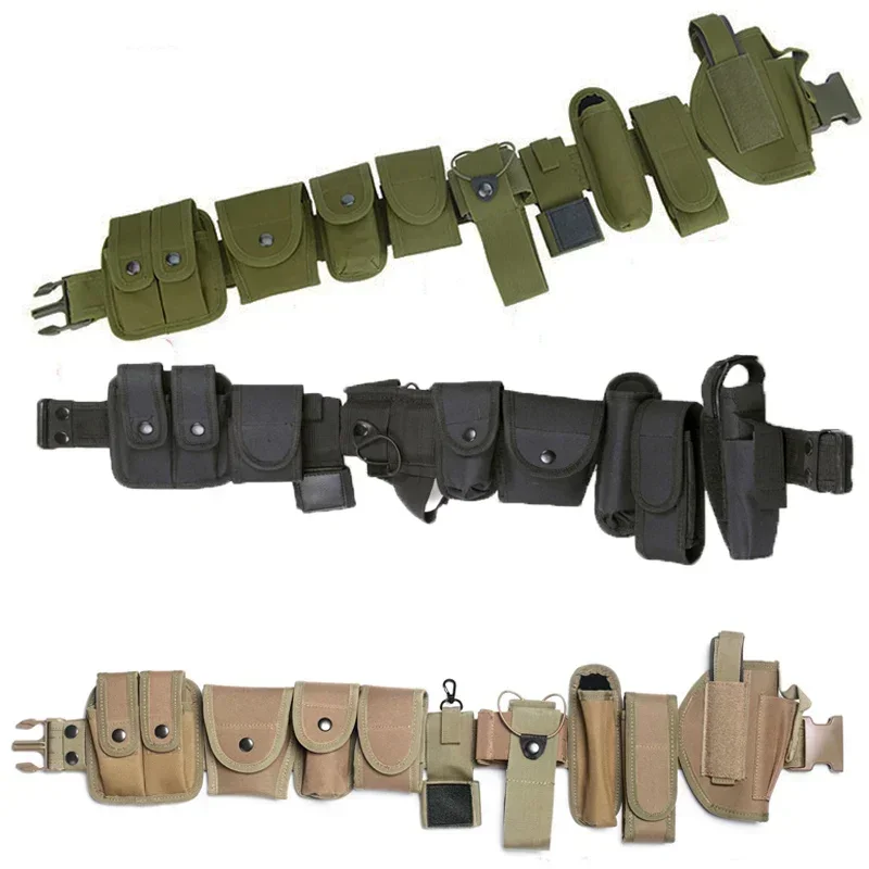 10pcs Multifunctional Security Belts Tactical Military Training Shooting Combat Airsoft Duty Utility Belts with Pouches Holster