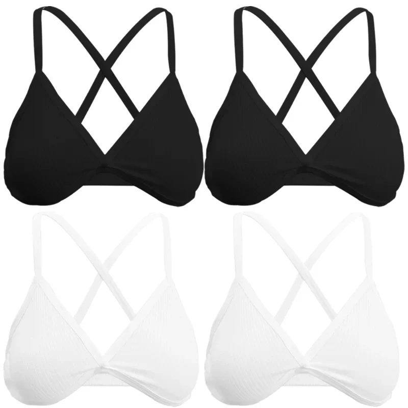 Women Sexy Thin Bras for Women Thin Sport Style Unlined Bralette Deep V Triangle Cup Cross Beauty Back Bra Lingerie Underwear