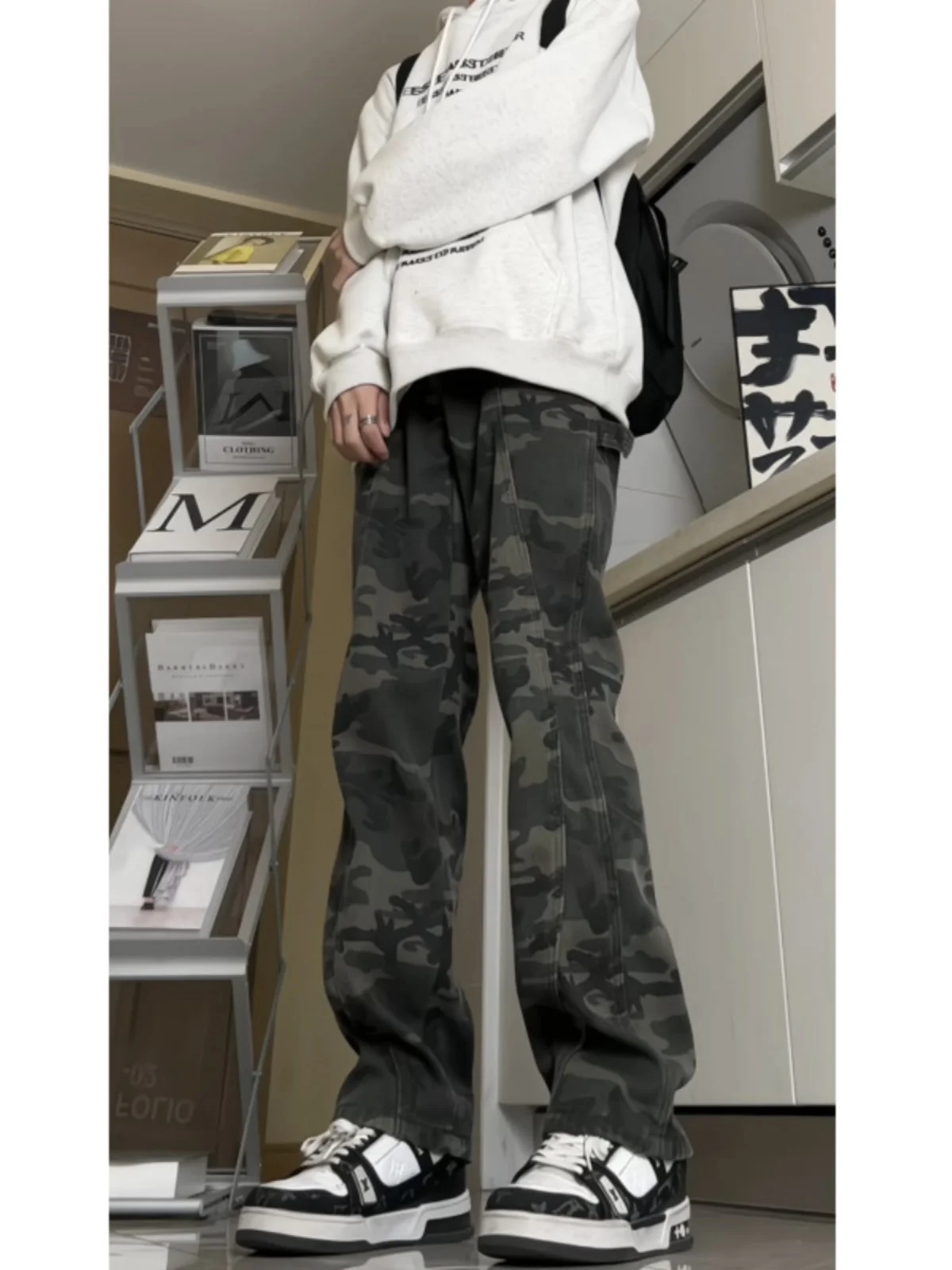 

Cleanfit Straight Leg Camouflage Work Pants Men's Autumn Winter Denim Jeans College Style Trendy Straight Tube Trousers